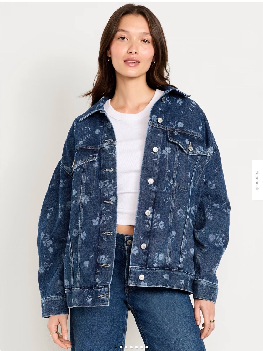 NWT Old Navy Oversized Floral Jean Trucker Jacket, XX really XXX